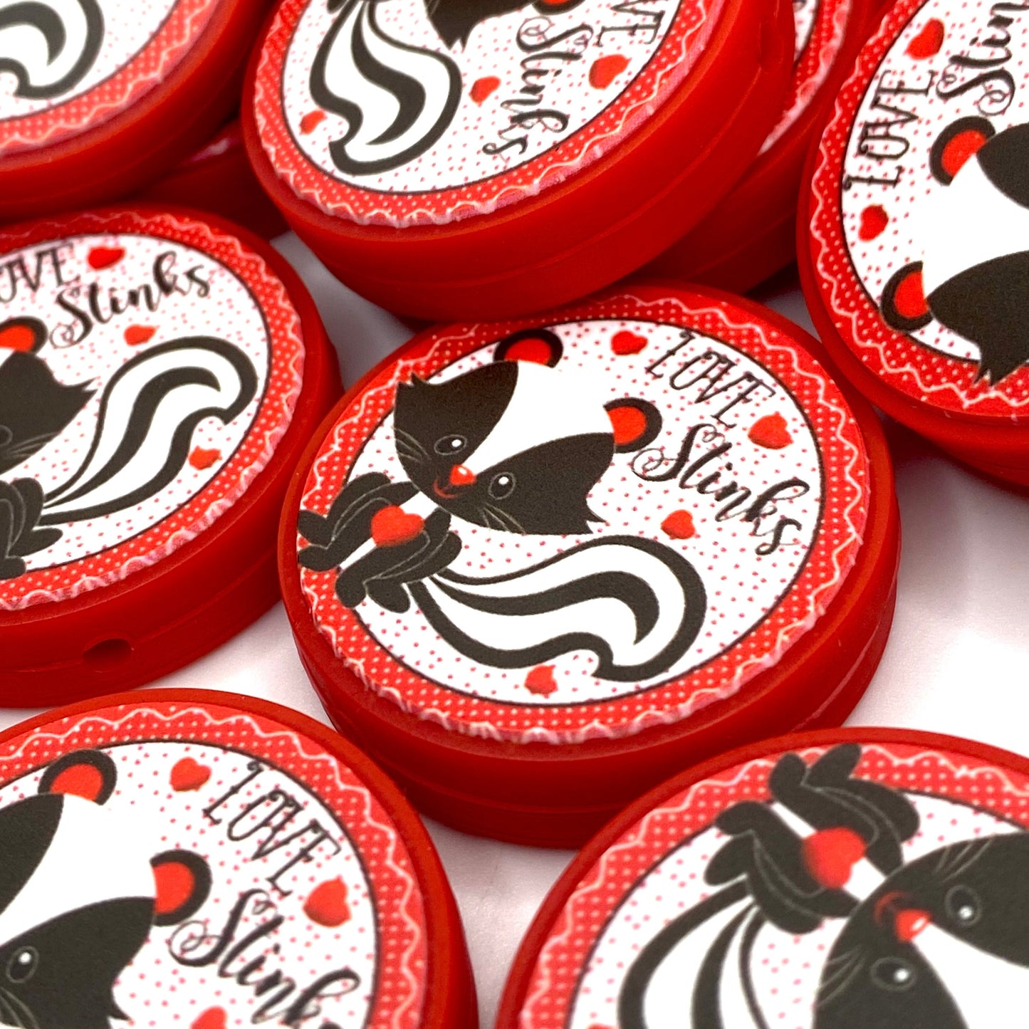 Love Stinks Printed Silicone Focal Beads