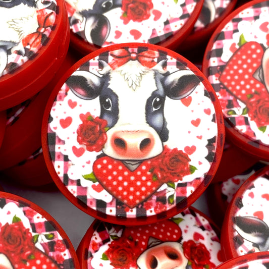 I’m Stuck on Moo, Valentine Printed Silicone Focal Beads