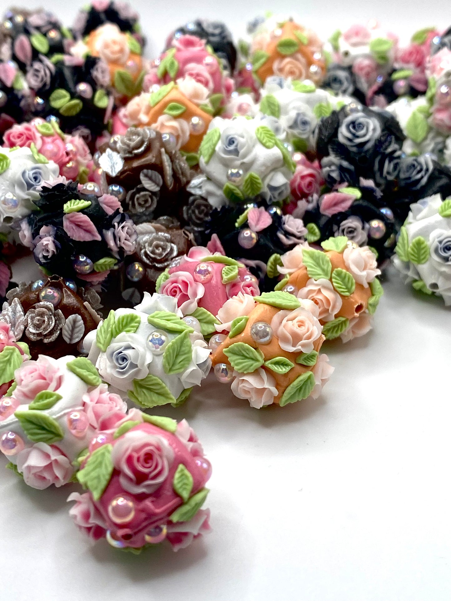 Romantic Roses Luxury Polymer Clay Beads