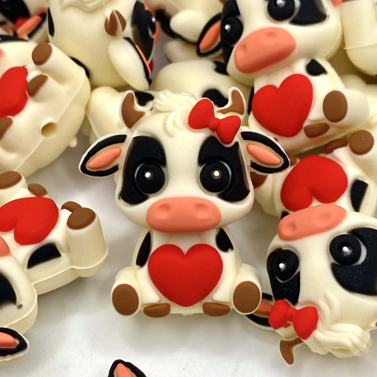 You Make My Heart Go Moooo 3D Silicone Focal Beads