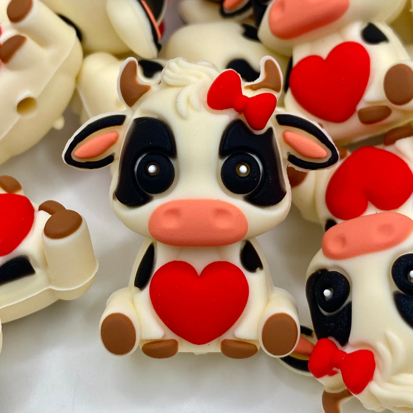 You Make My Heart Go Moooo 3D Silicone Focal Beads