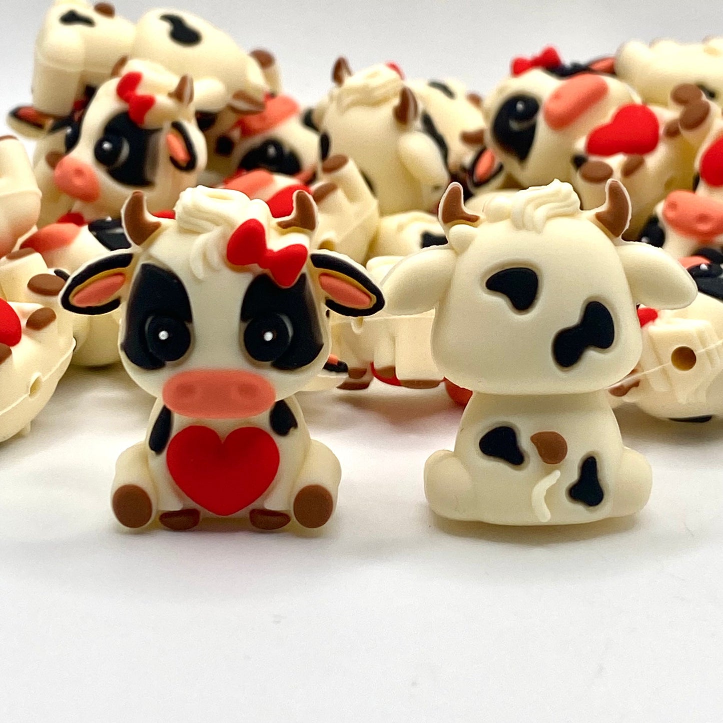 You Make My Heart Go Moooo 3D Silicone Focal Beads