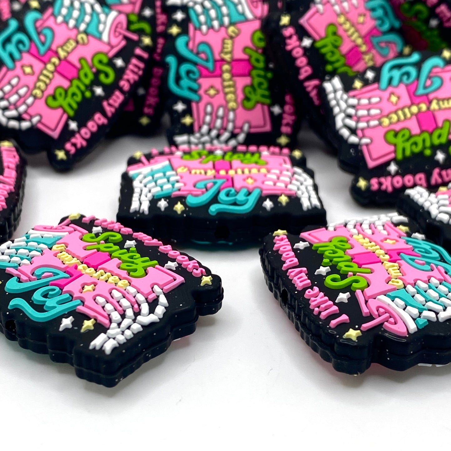 I Like My Books Spicy & My Coffee Icy Silicone Focal Beads