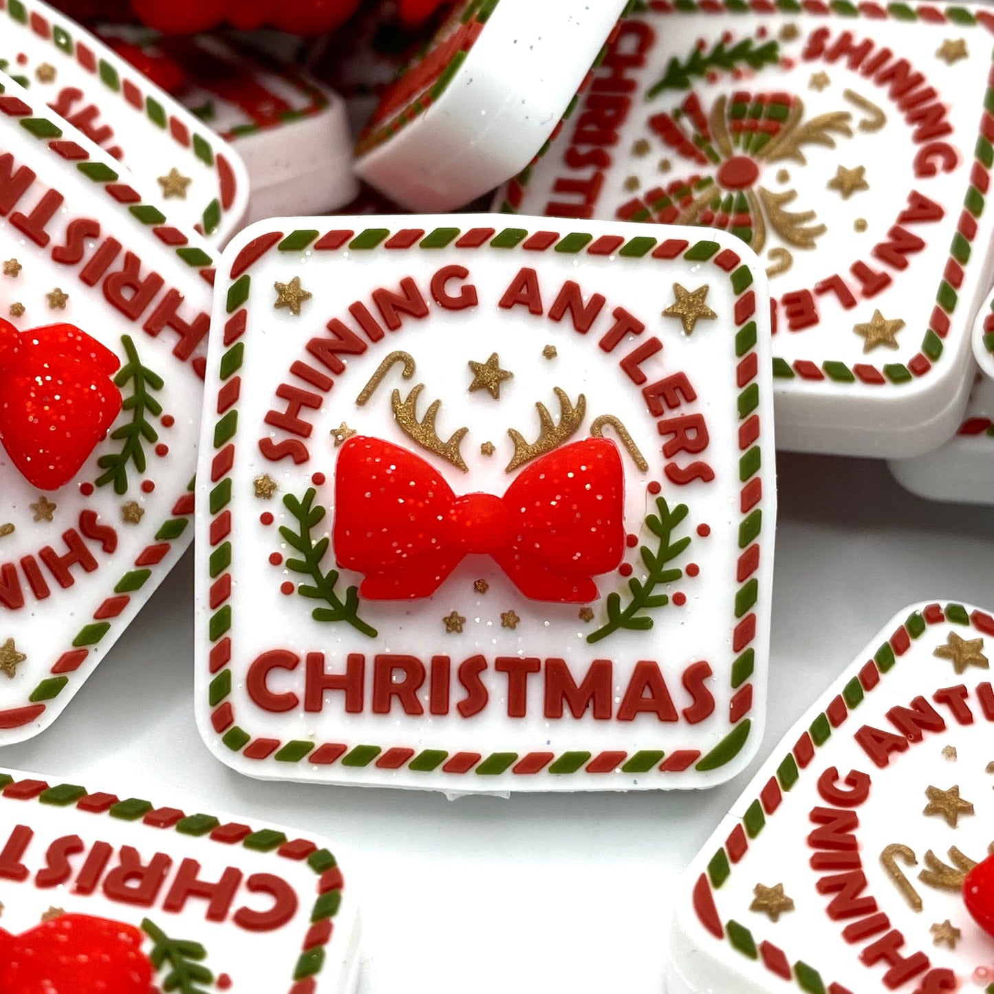 Shining Antlers Christmas 3D Silicone Focal Beads