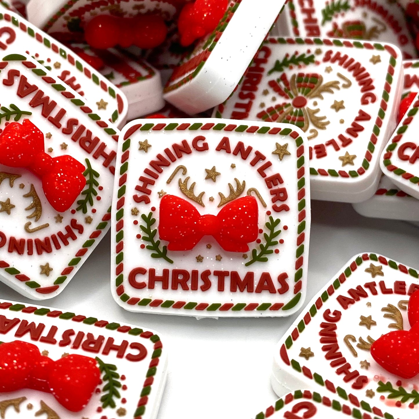 Shining Antlers Christmas 3D Silicone Focal Beads