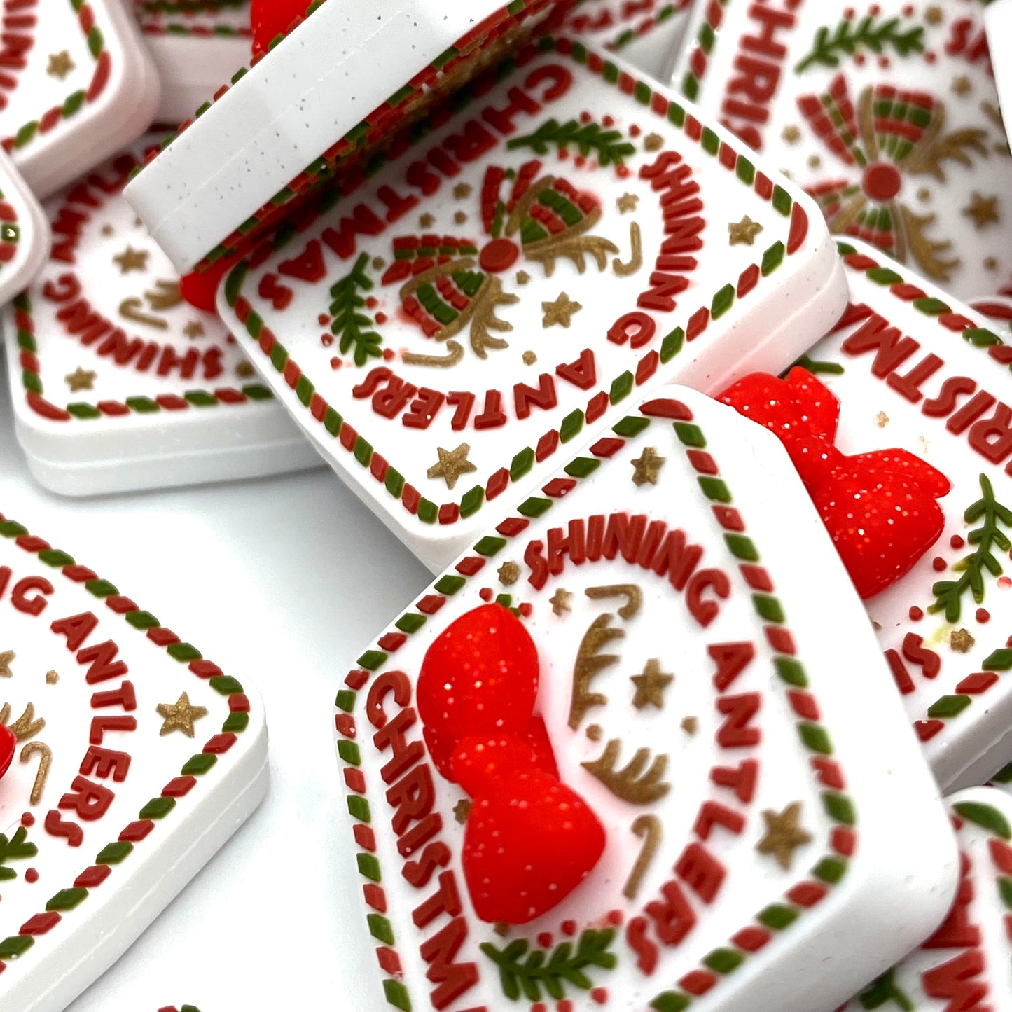 Shining Antlers Christmas 3D Silicone Focal Beads