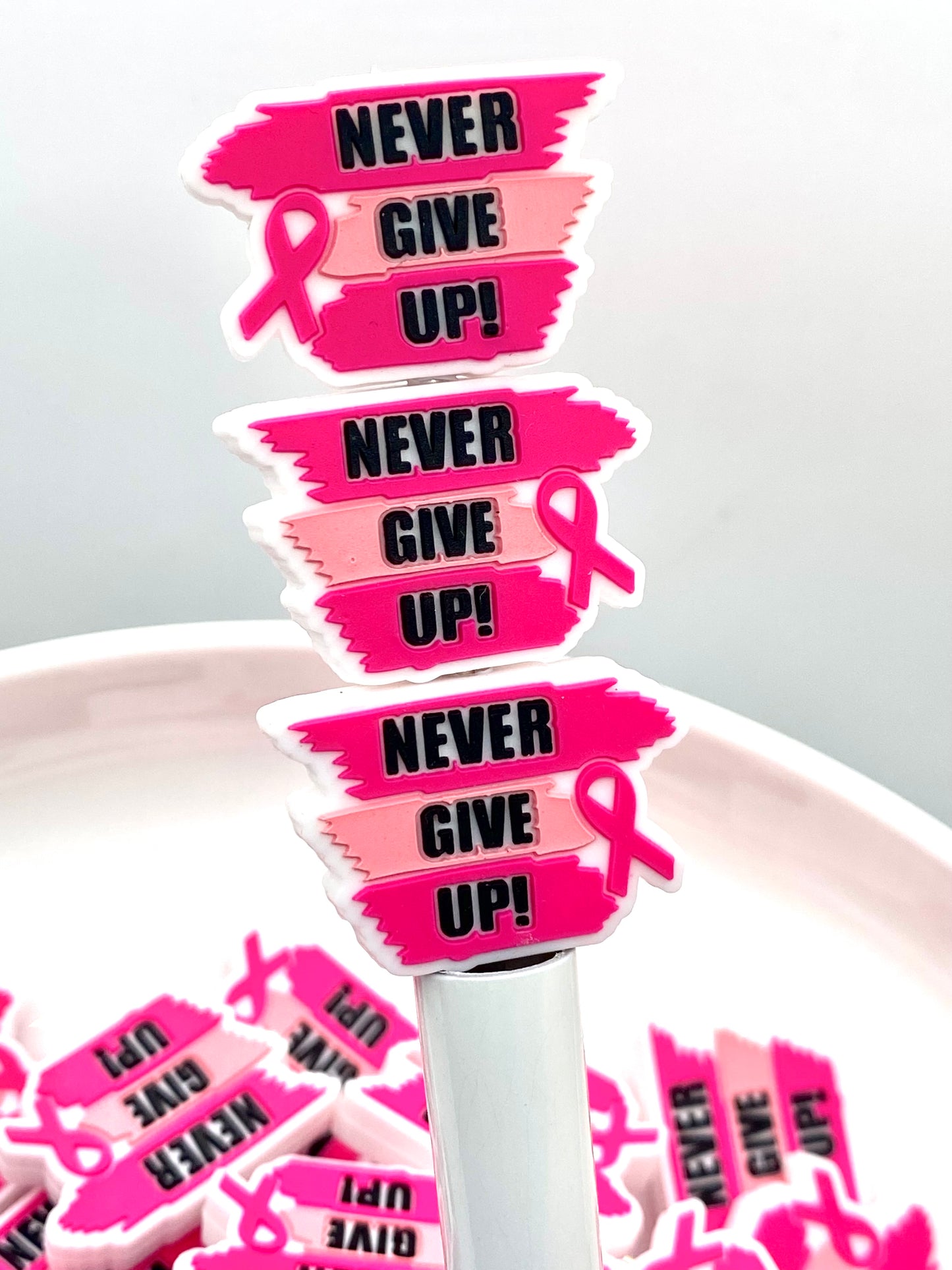 Never Give Up Silicone Focal Beads