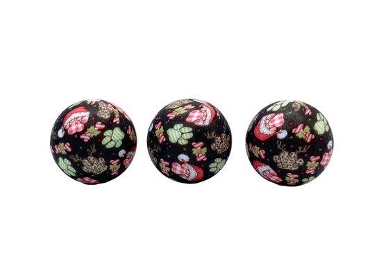 Merry Woofmas Printed Silicone Beads