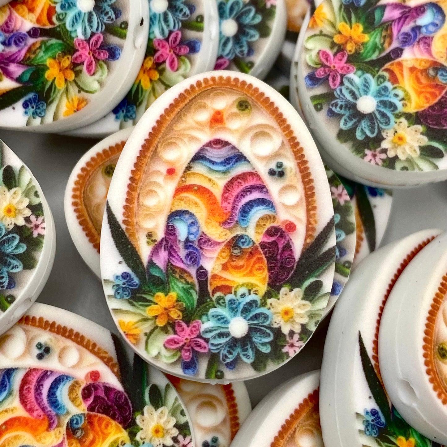 Secret Garden Printed Silicone Focal Beads