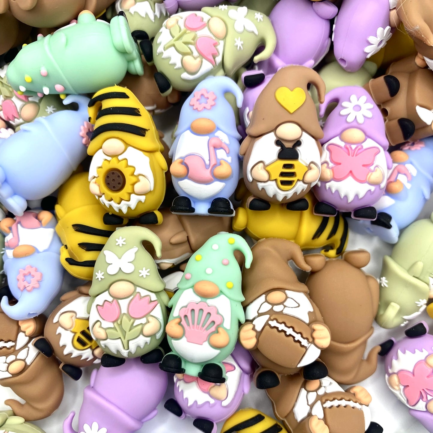 Springtime, Gnome Time 3D Silicone Focal Beads