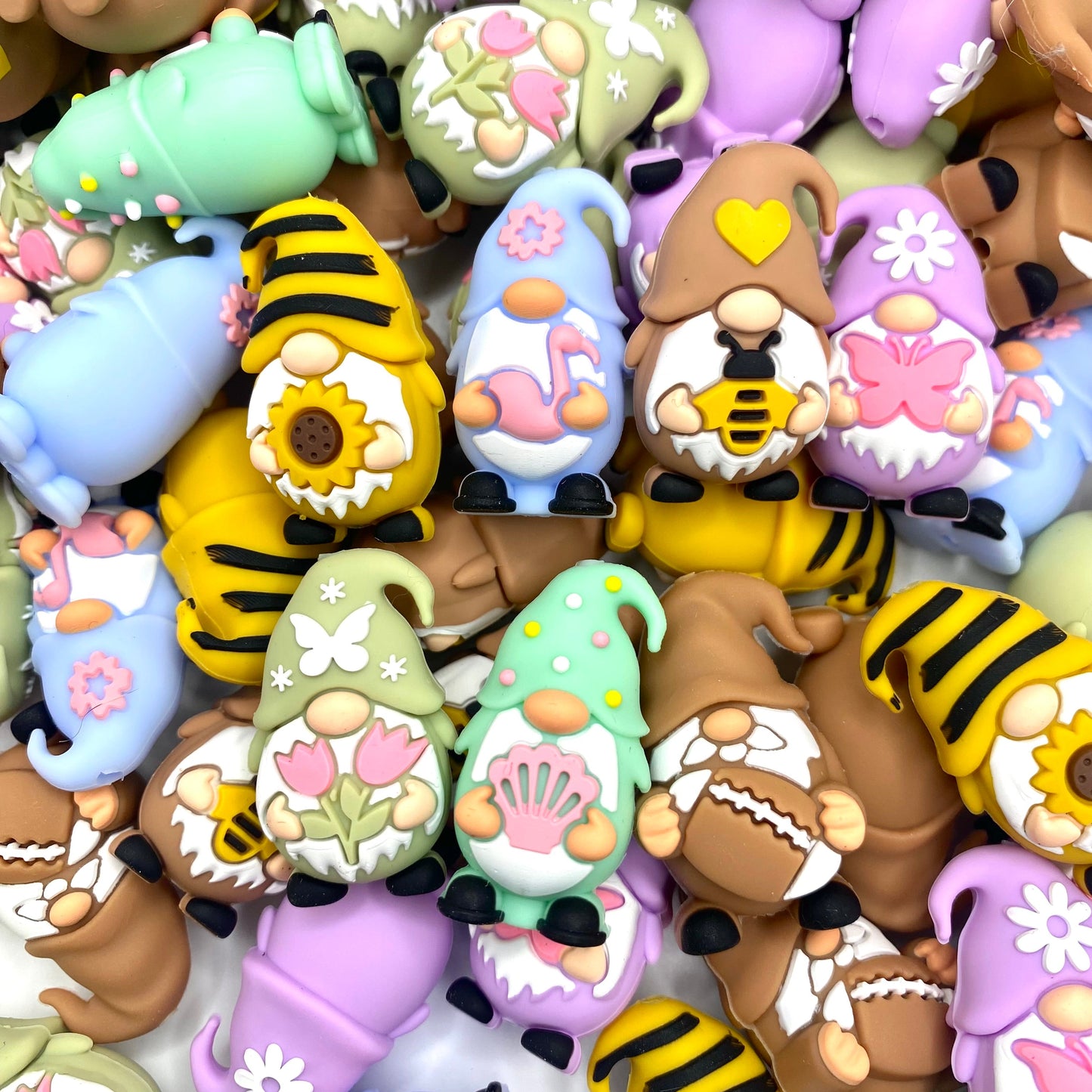 Springtime, Gnome Time 3D Silicone Focal Beads