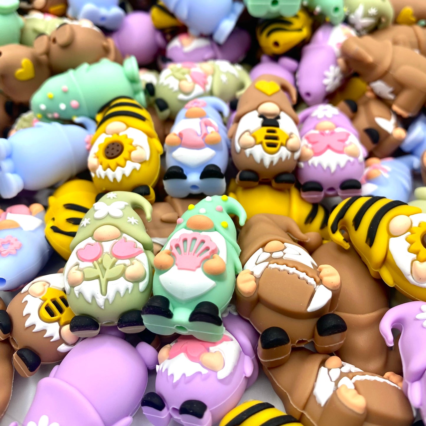 Springtime, Gnome Time 3D Silicone Focal Beads