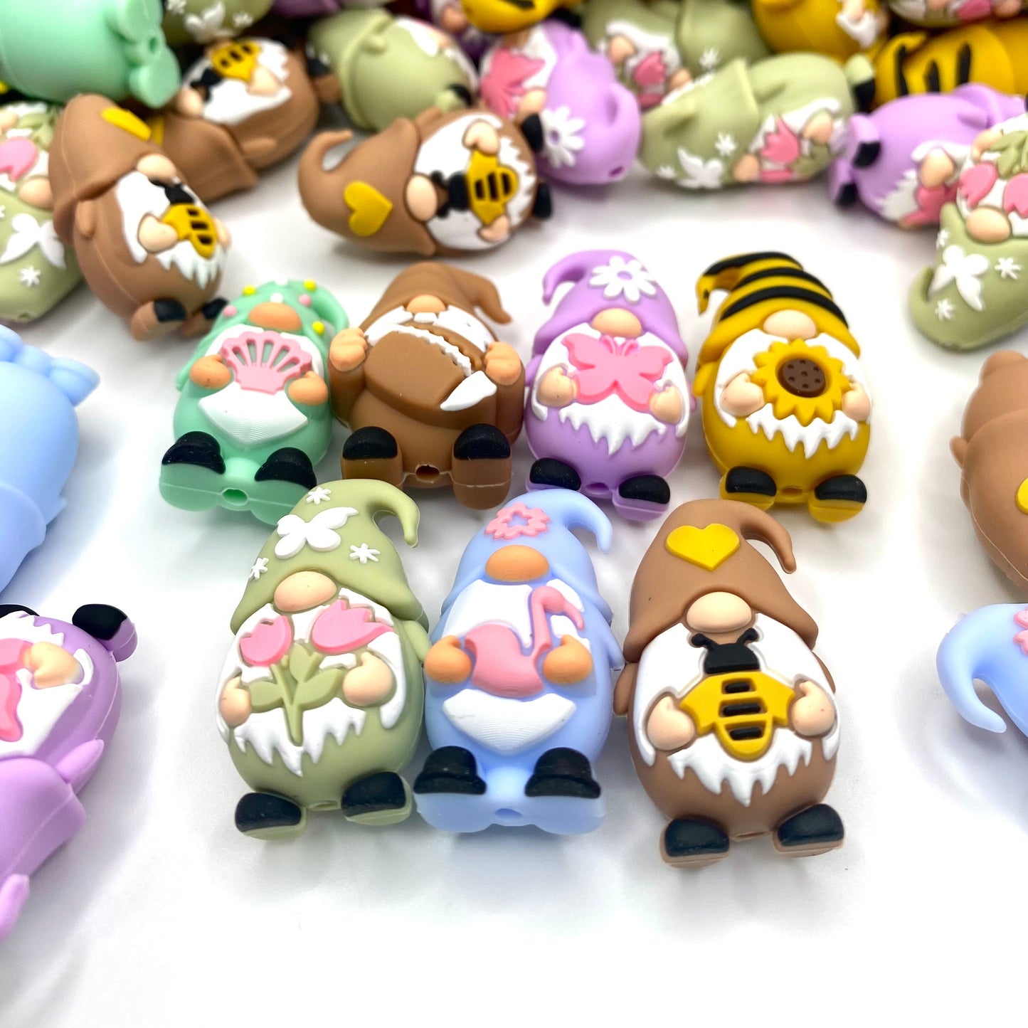 Springtime, Gnome Time 3D Silicone Focal Beads