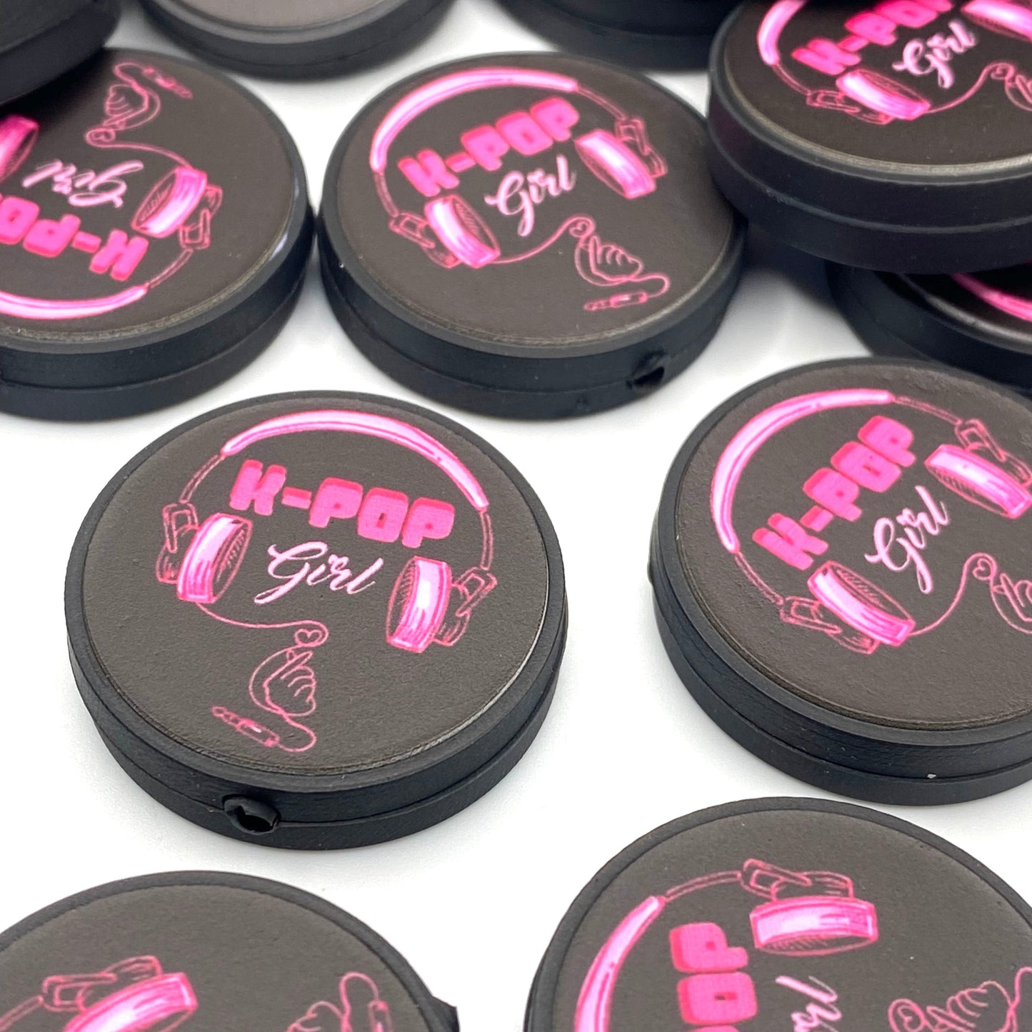 Kpop Girl Silicone Printed Focal Beads