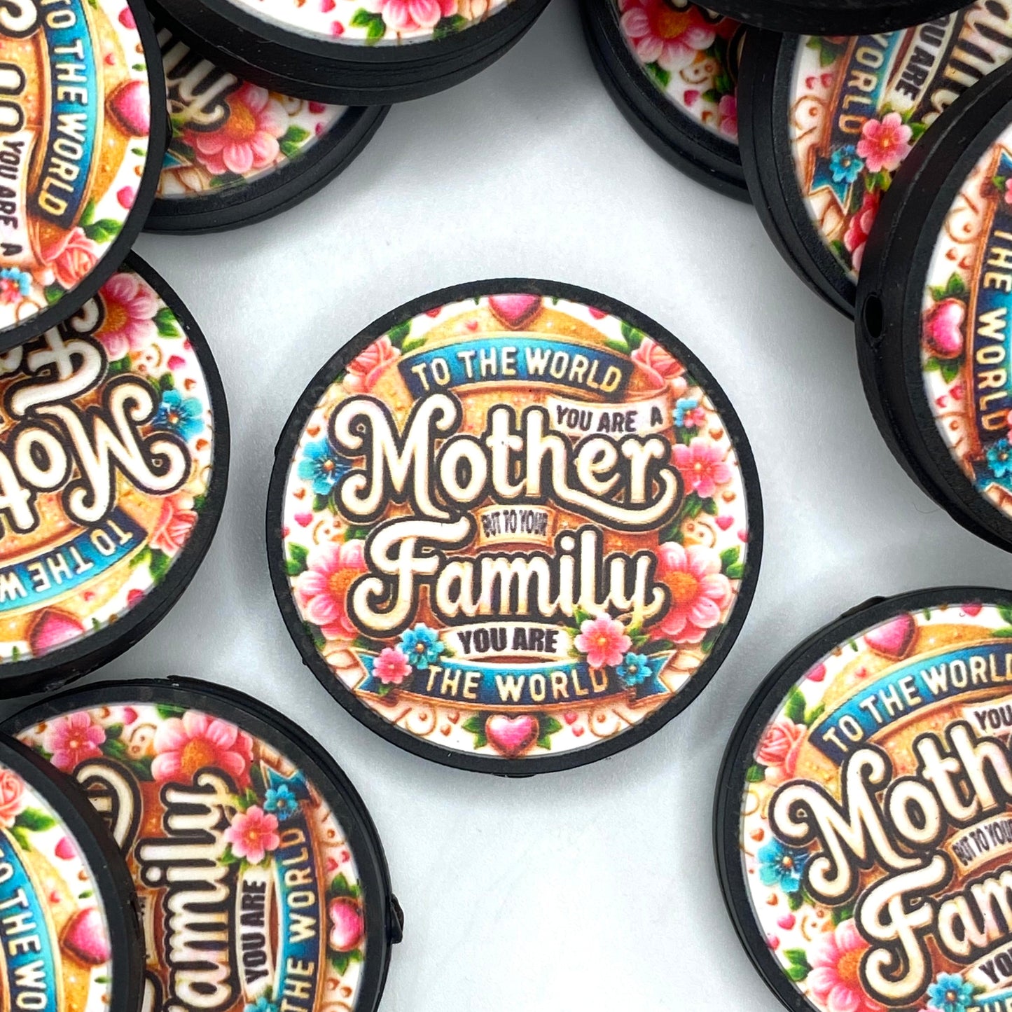 To The World You Are Mother Silicone Printed Focal Beads