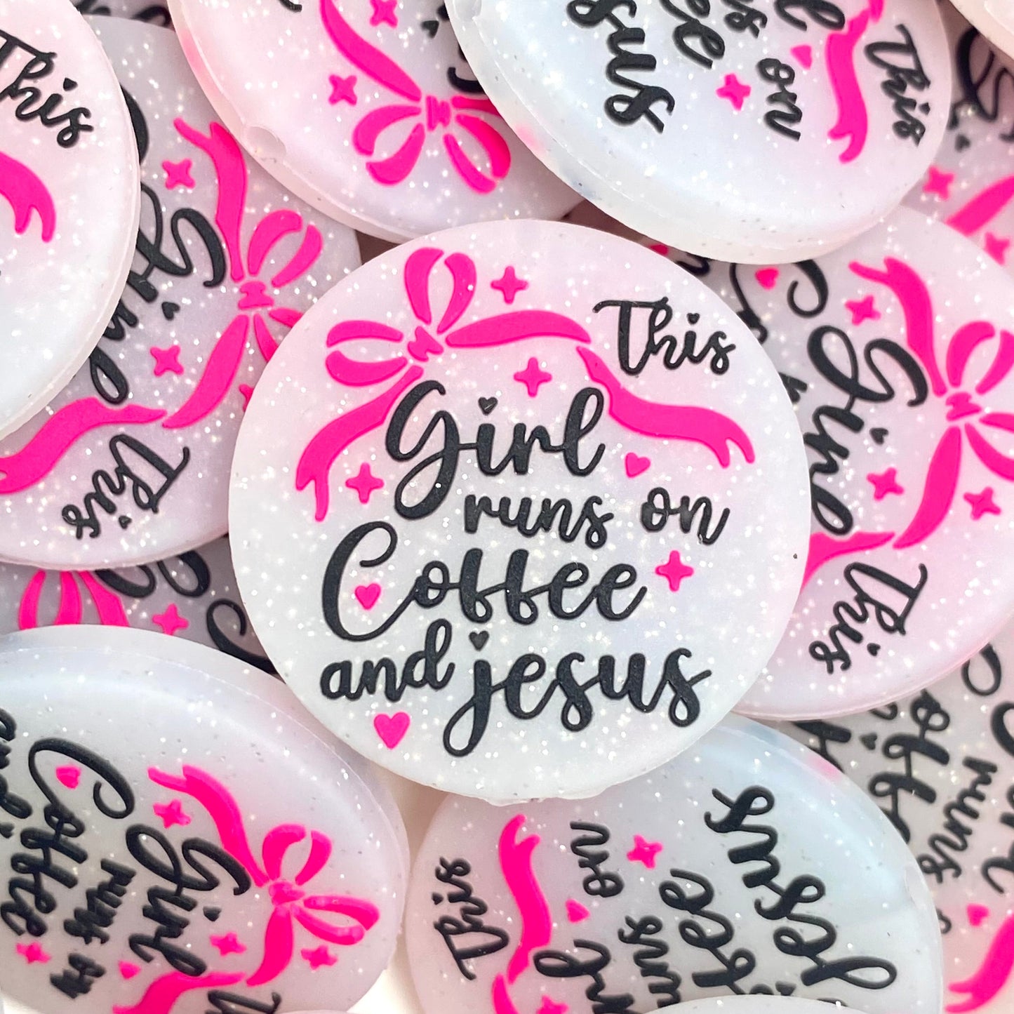 This Girl Run on Coffee & Jesus Silicone Focal Beads