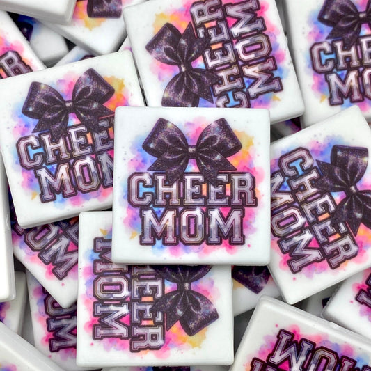 Cheer Mom 2.0 Printed Silicone Focal Beads - ECB Exclusive