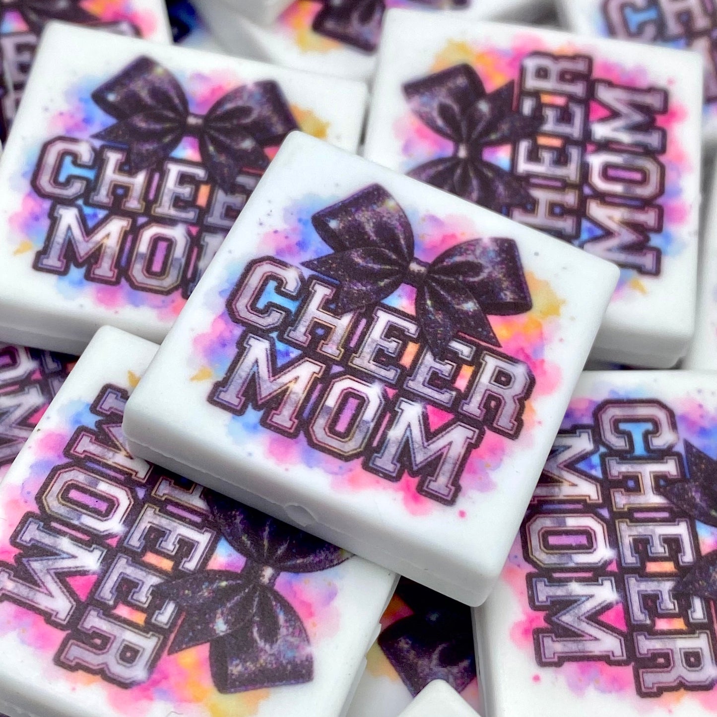 Cheer Mom 2.0 Printed Silicone Focal Beads - ECB Exclusive