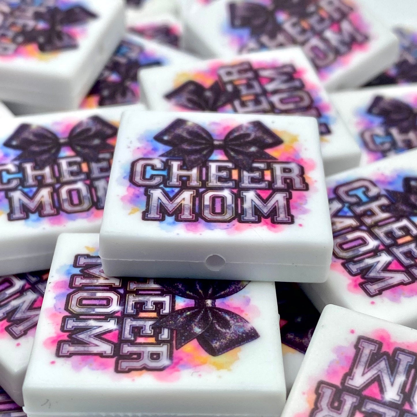 Cheer Mom 2.0 Printed Silicone Focal Beads - ECB Exclusive