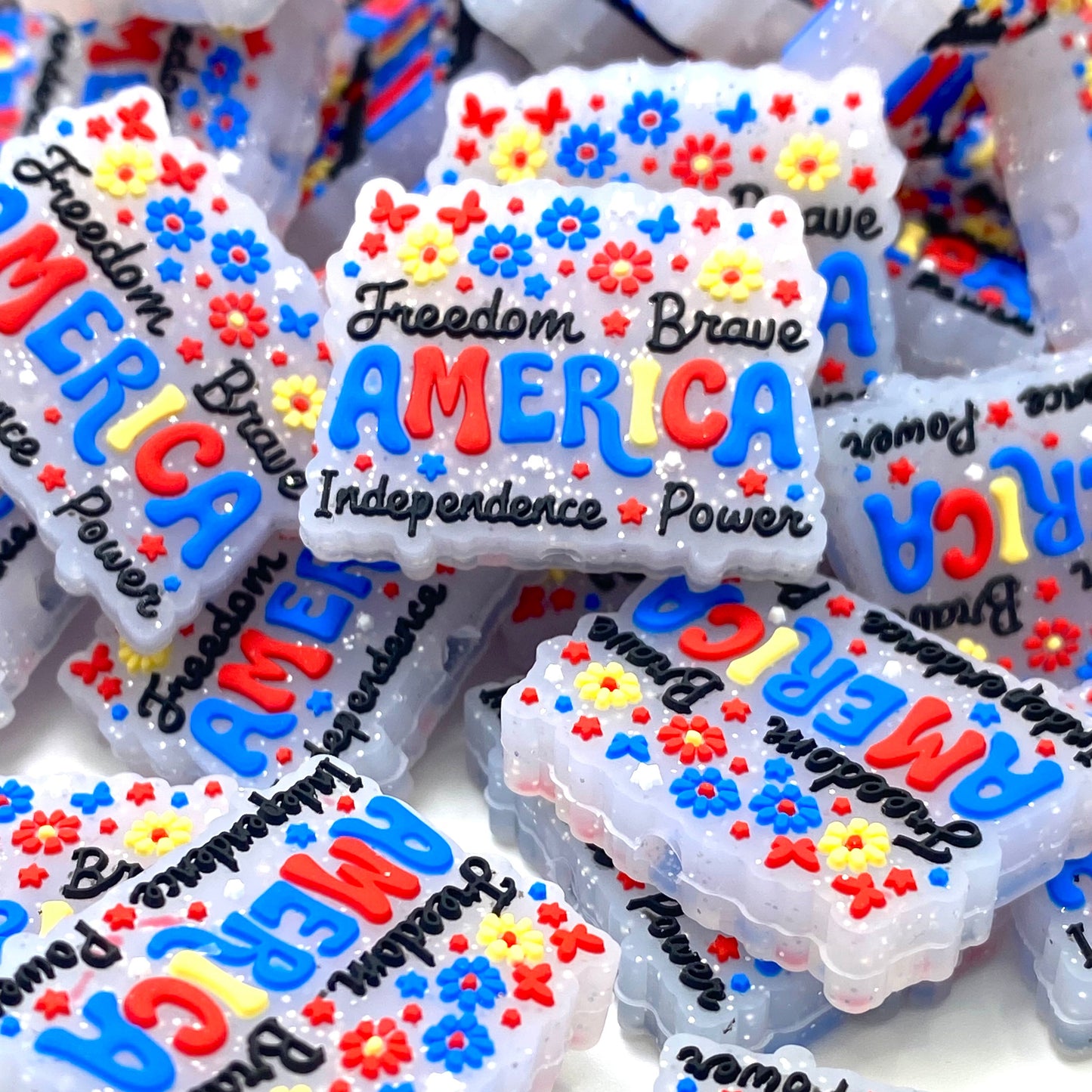 America Freedom Brave Independence Day Power Silicone Focal Beads
