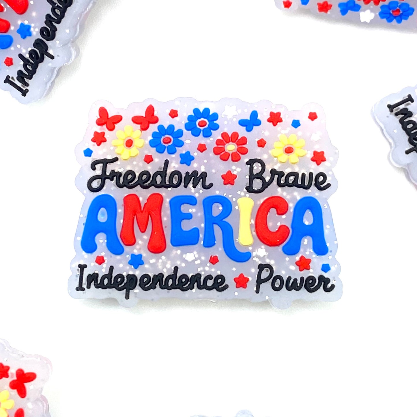 America Freedom Brave Independence Day Power Silicone Focal Beads
