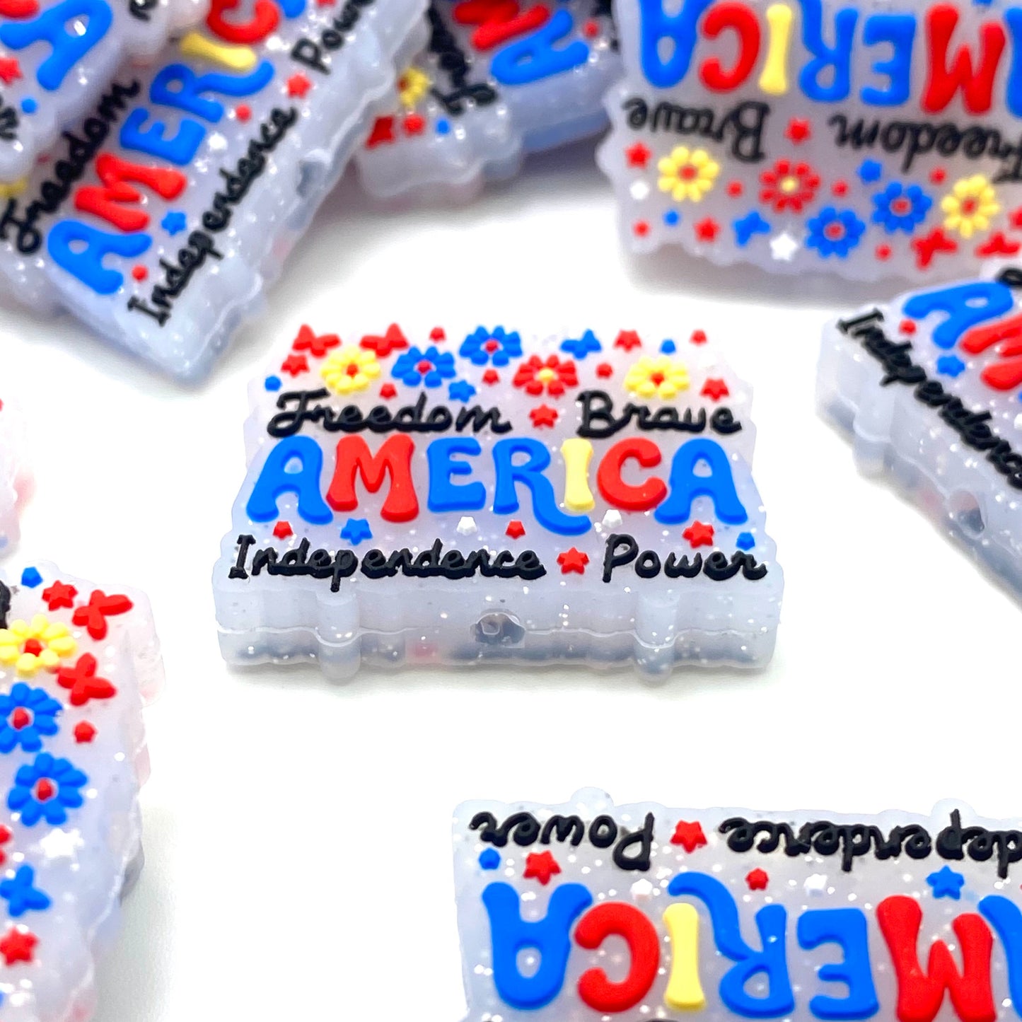 America Freedom Brave Independence Day Power Silicone Focal Beads