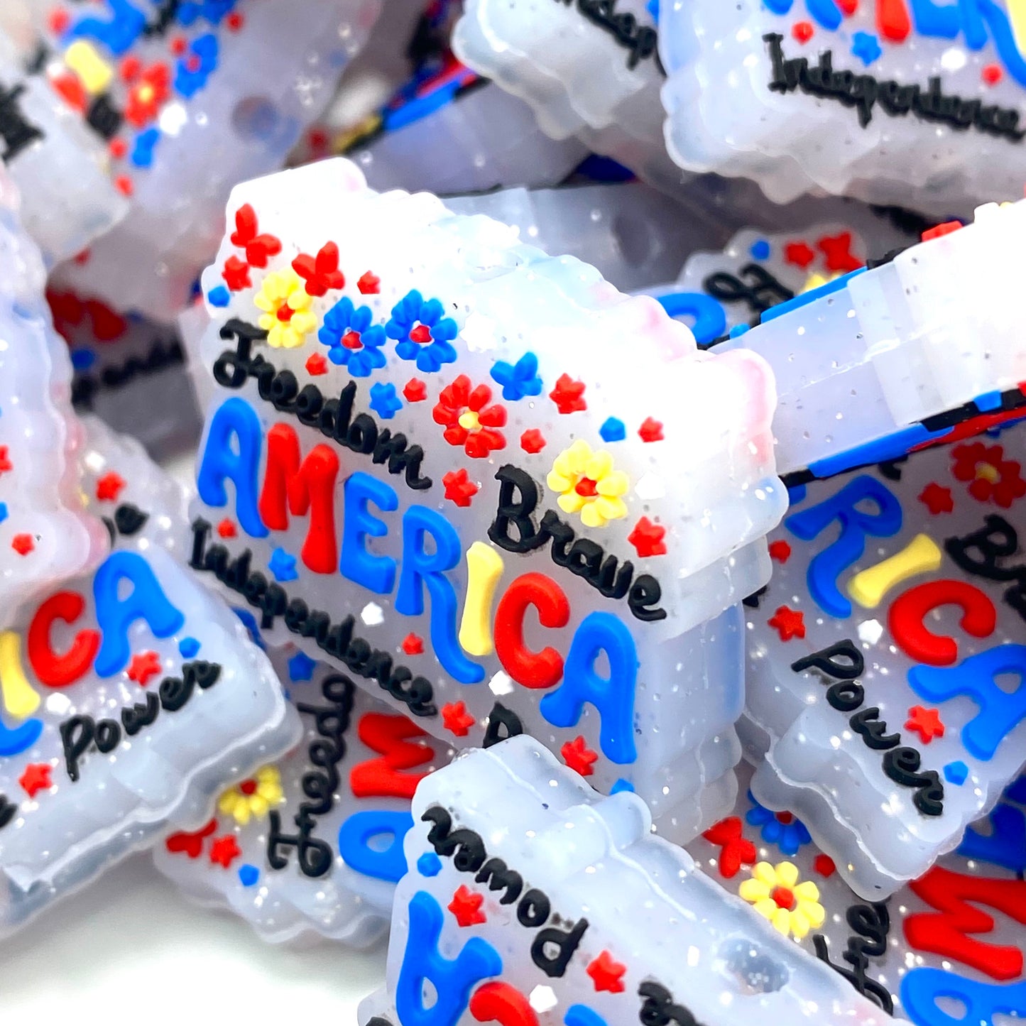America Freedom Brave Independence Day Power Silicone Focal Beads