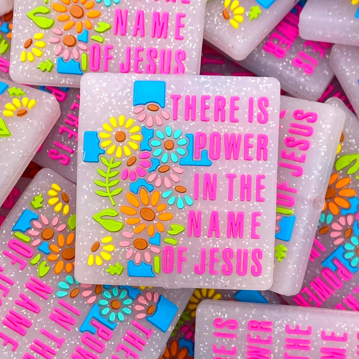 There is Power in the Name of Jesus Silicone Focal Beads