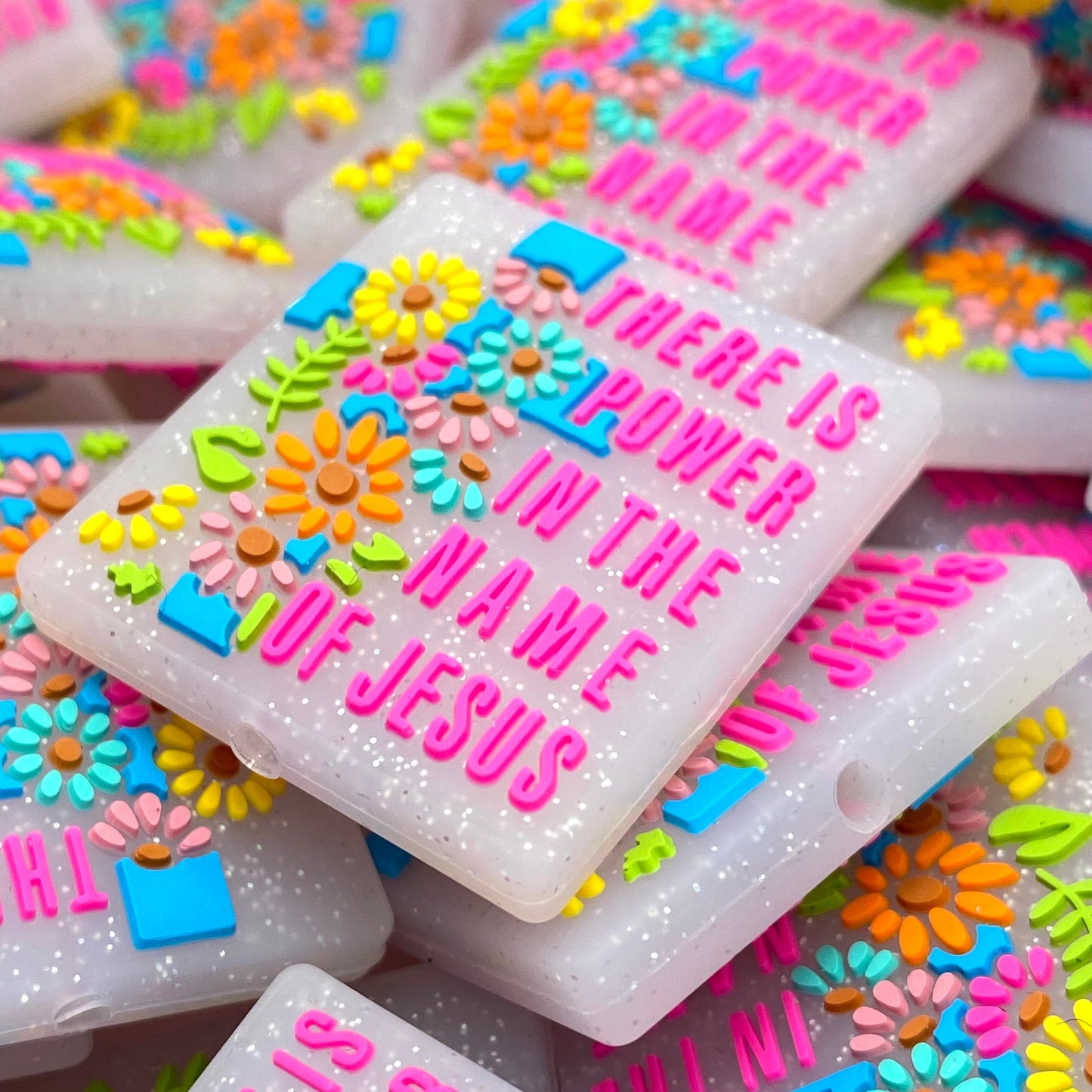 There is Power in the Name of Jesus Silicone Focal Beads