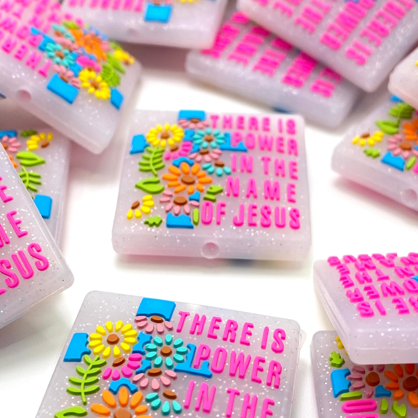 There is Power in the Name of Jesus Silicone Focal Beads