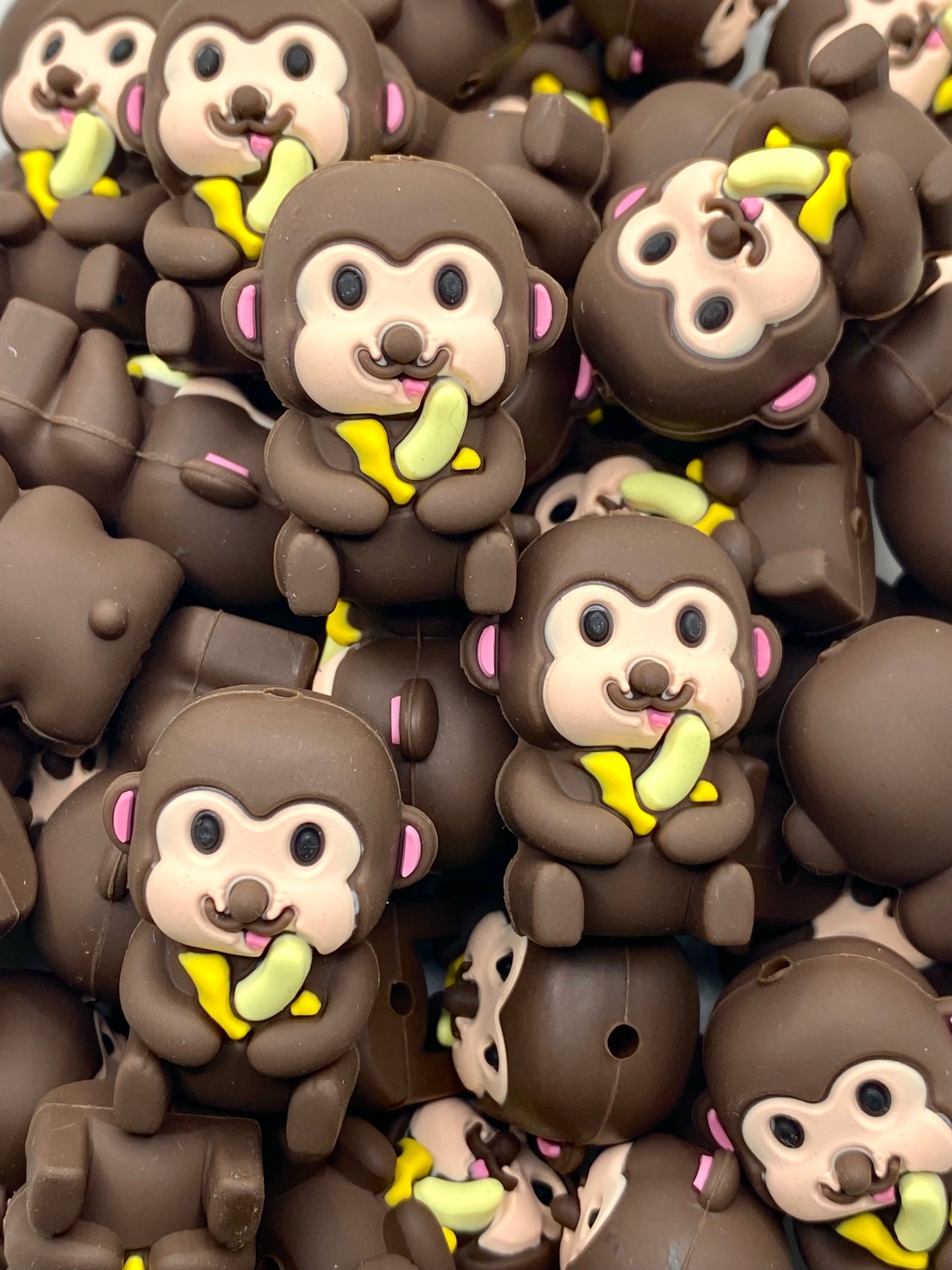 Monkey See, Monkey Do 3D Silicone Focal Beads