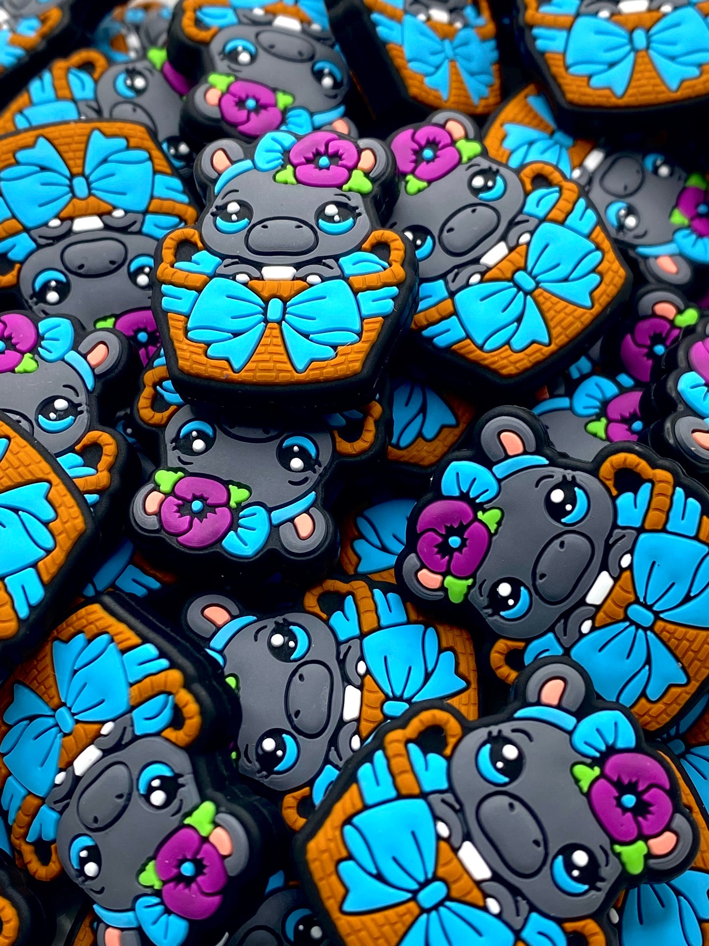 Happy As A Hippo  Silicone Focal Beads