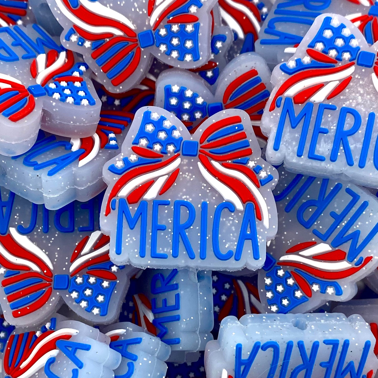 Merica Bows Silicone Focal Beads