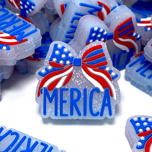 Merica Bows Silicone Focal Beads
