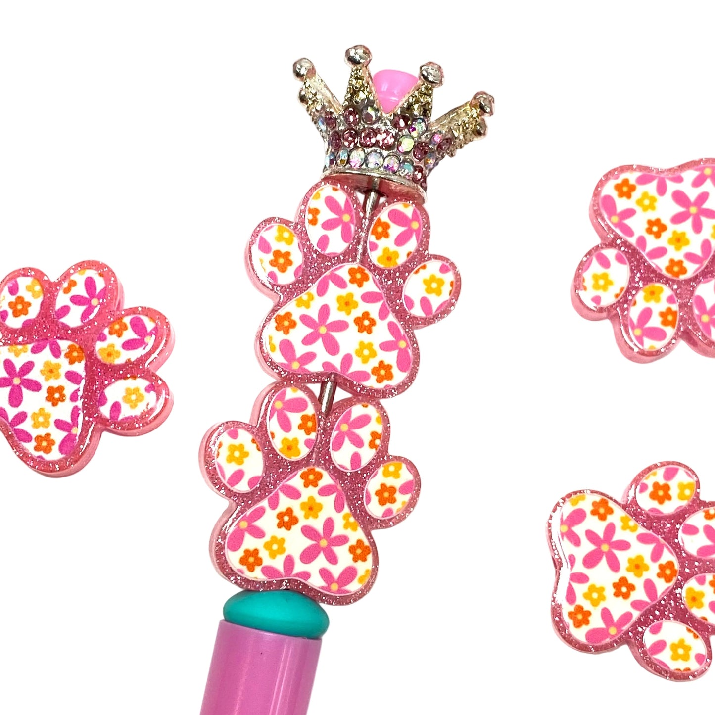 Paws-itively pink Acrylic Focal Beads
