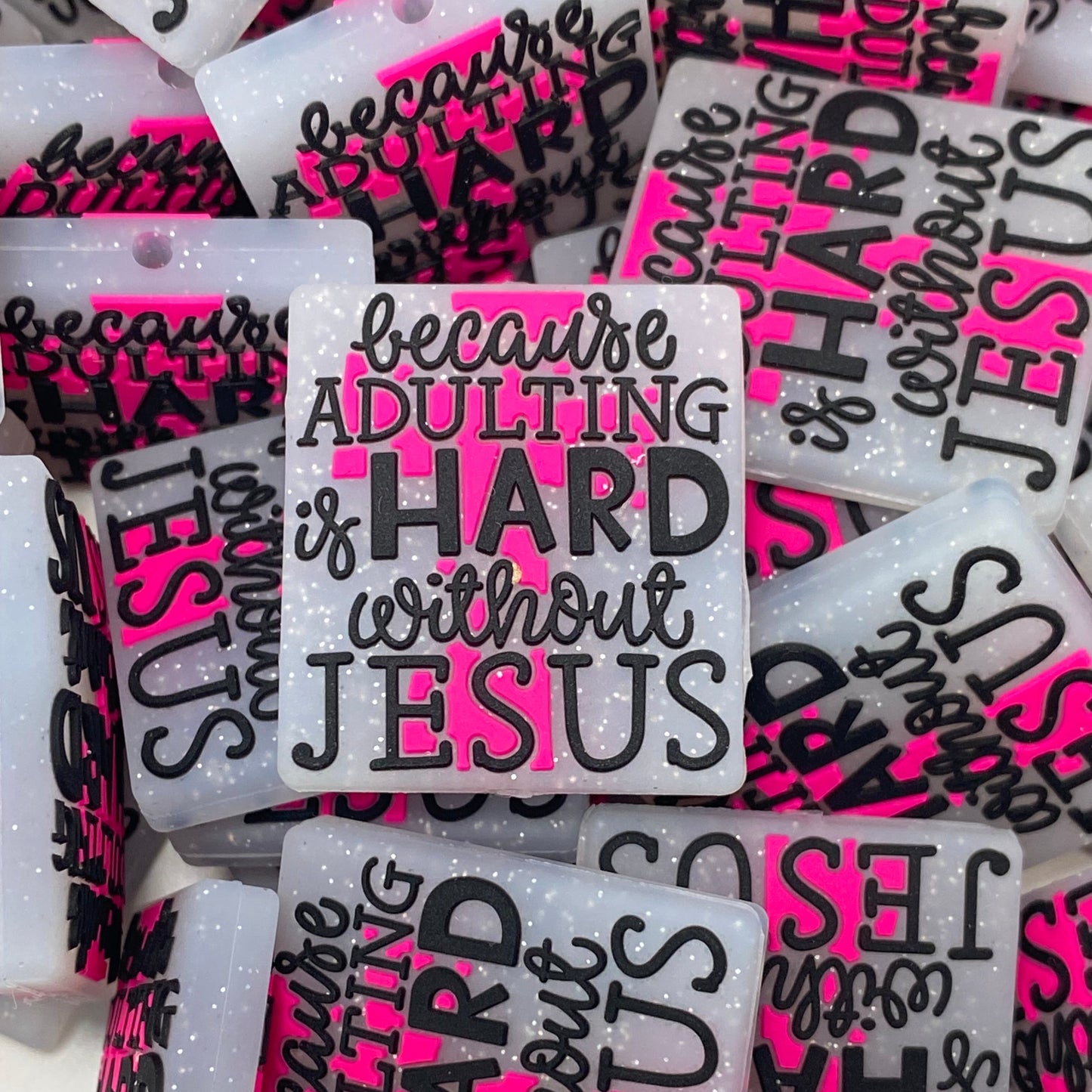 Because Adulting is Hard Without Jesus Silicone Focal Beads