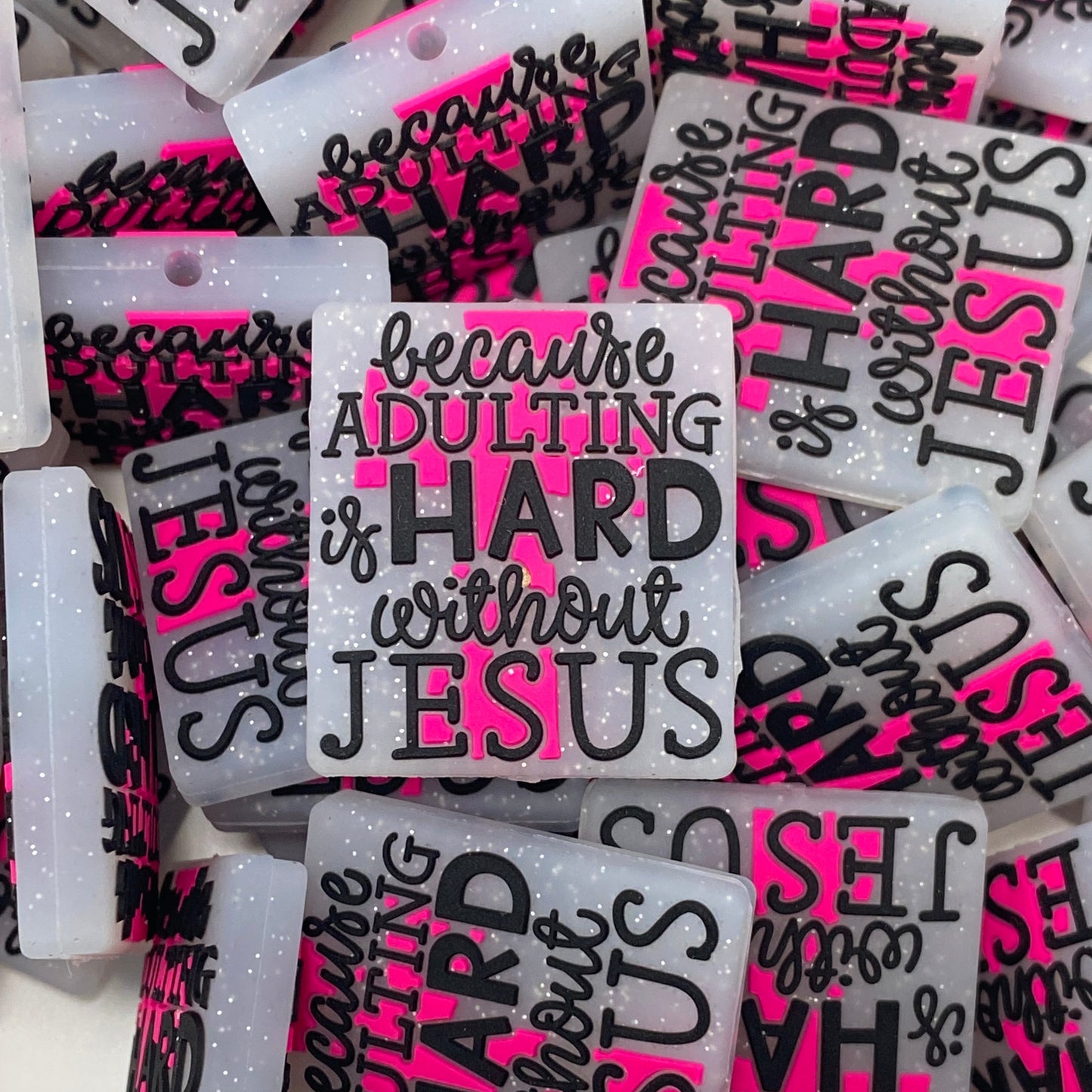 Because Adulting is Hard Without Jesus Silicone Focal Beads