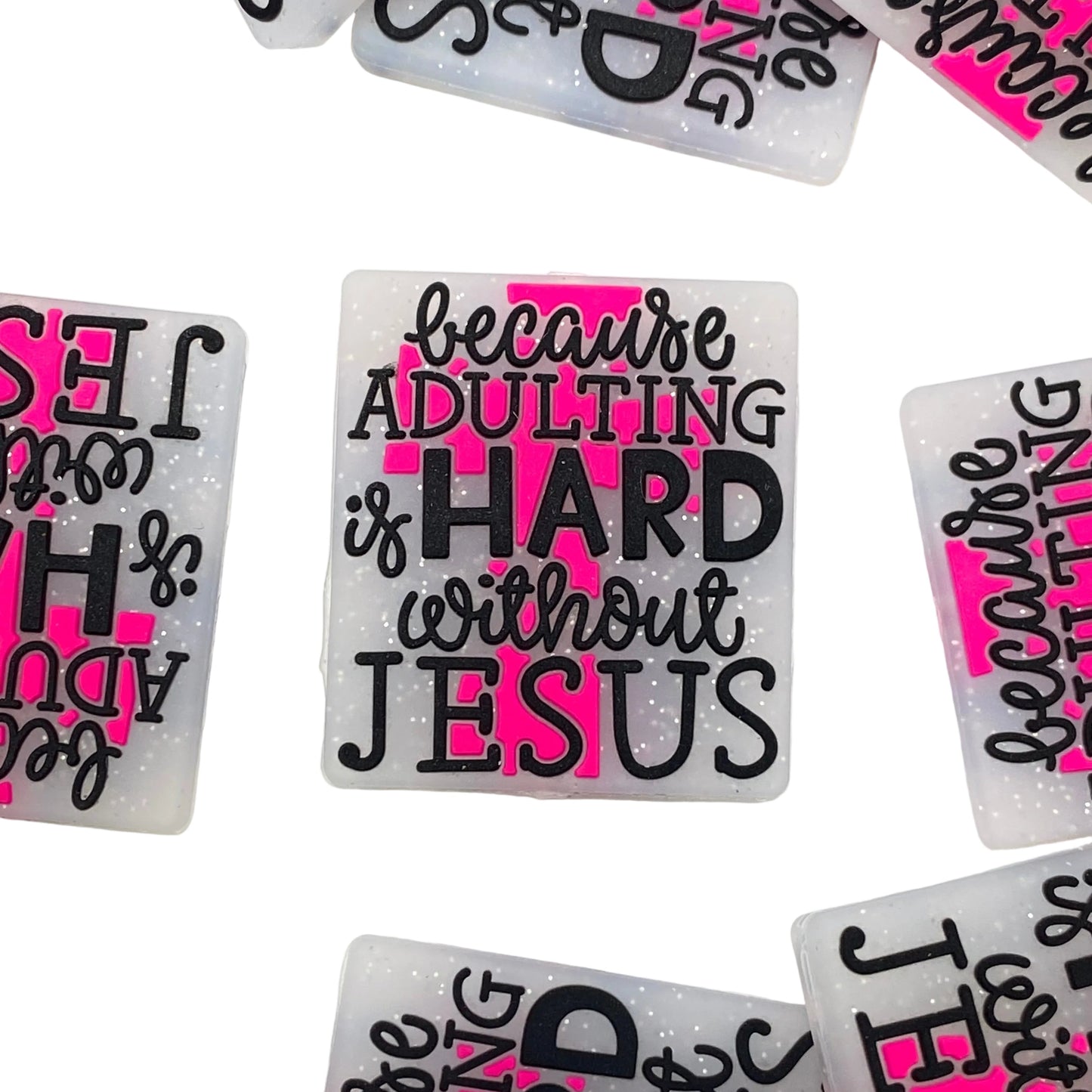 Because Adulting is Hard Without Jesus Silicone Focal Beads