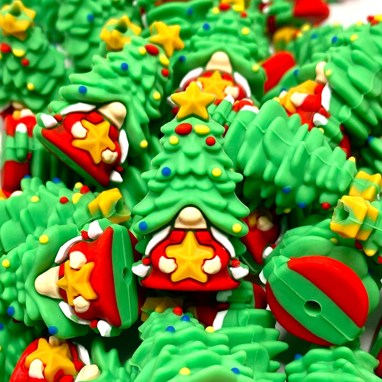 Gnome Loves A Sparkly Tree 3D Silicone Focal Beads