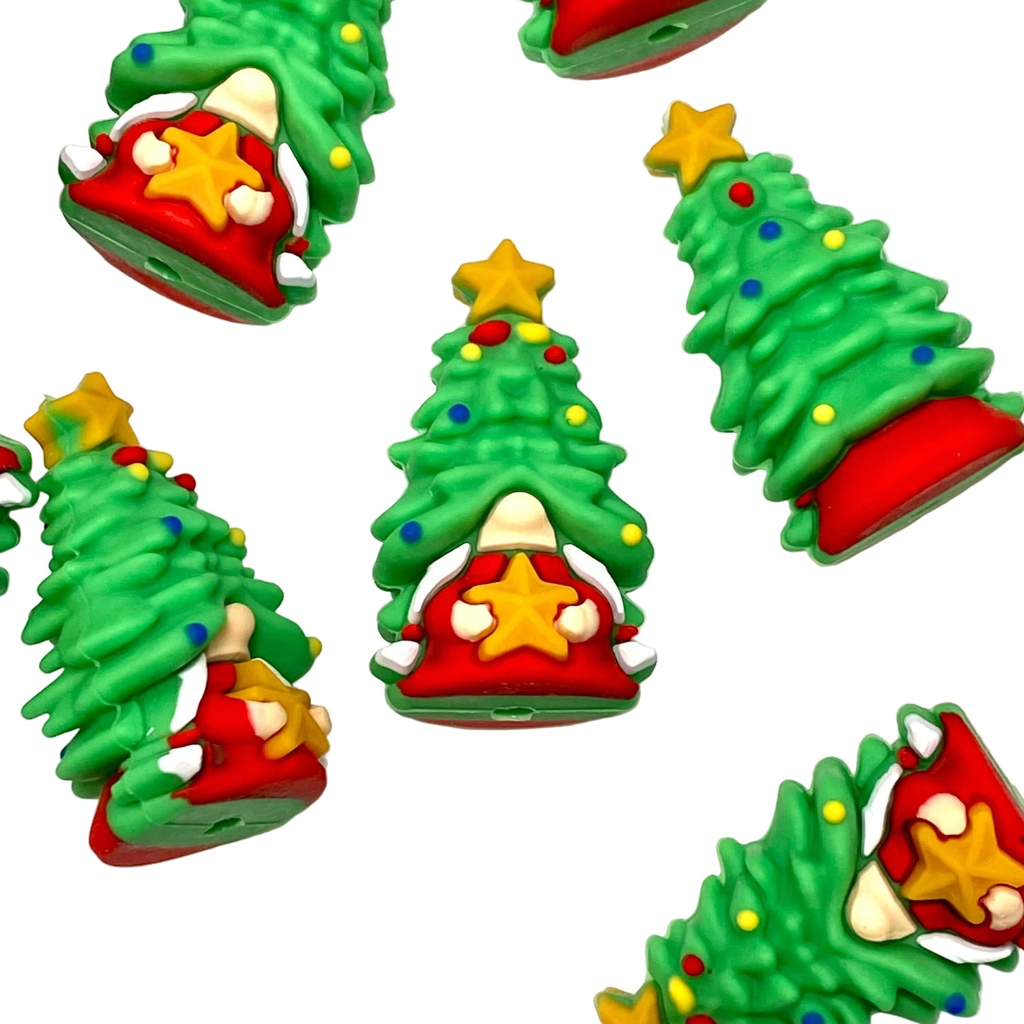 Gnome Loves A Sparkly Tree 3D Silicone Focal Beads