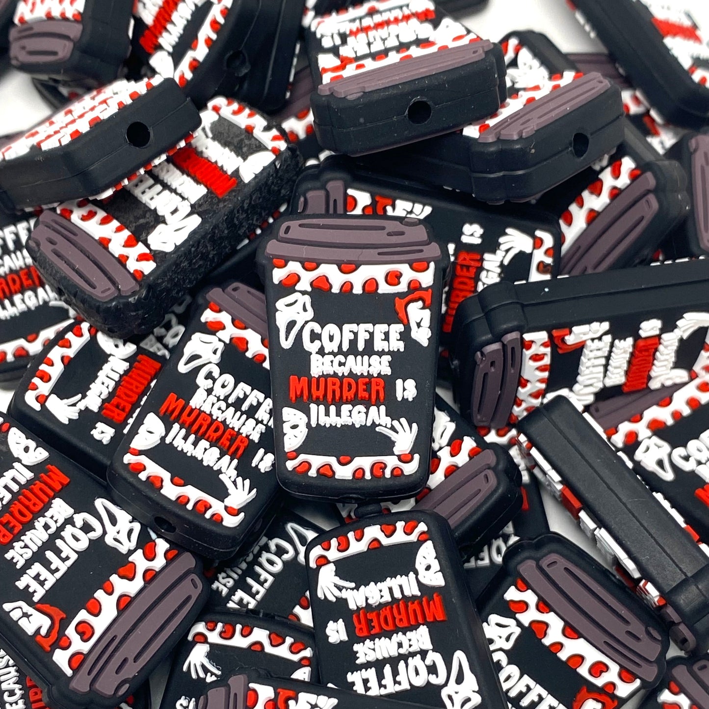 Coffee Because Murder is illegal Silicone Focal Beads