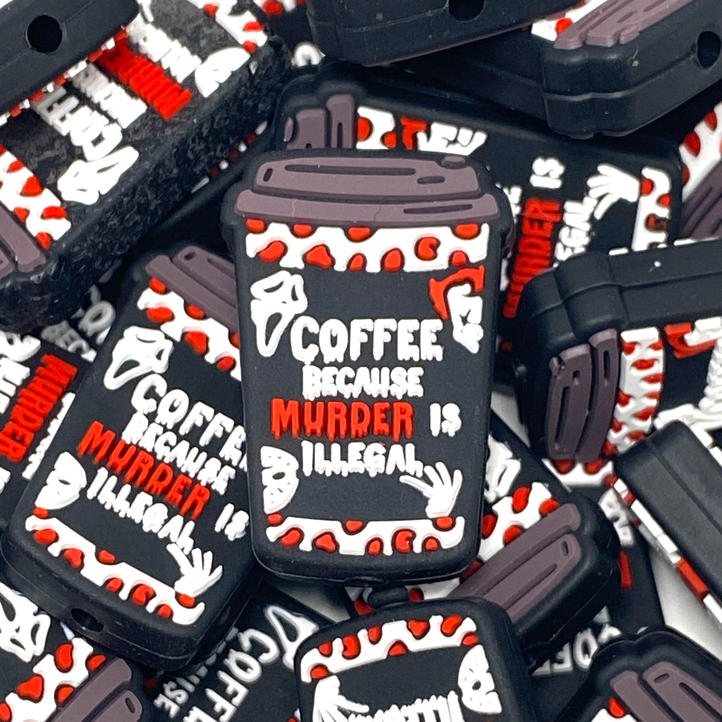 Coffee Because Murder is illegal Silicone Focal Beads
