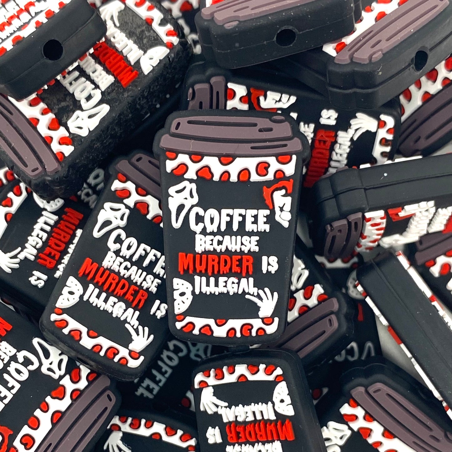 Coffee Because Murder is illegal Silicone Focal Beads