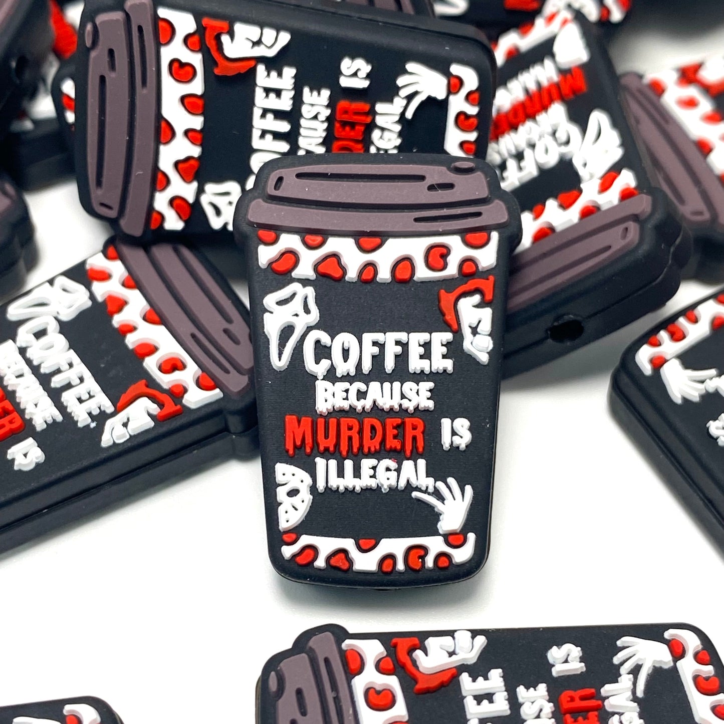 Coffee Because Murder is illegal Silicone Focal Beads