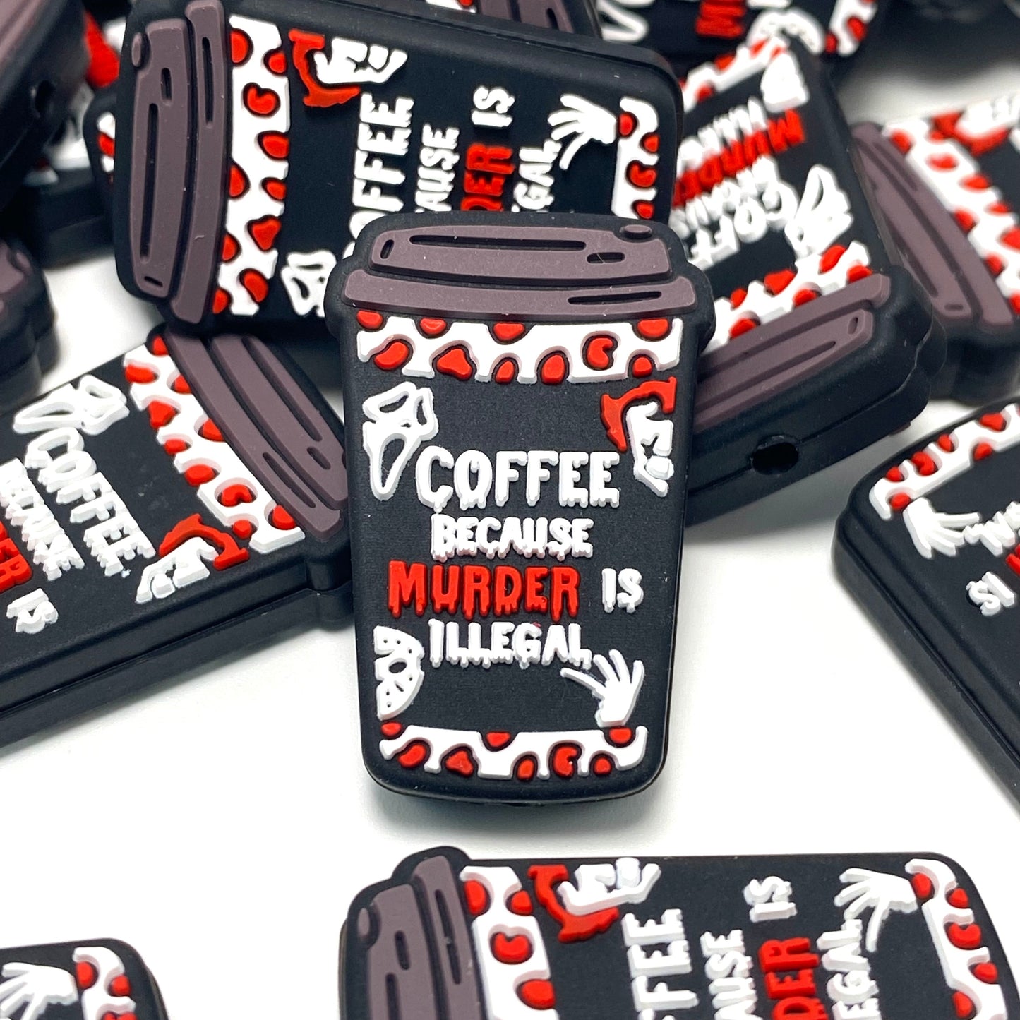 Coffee Because Murder is illegal Silicone Focal Beads