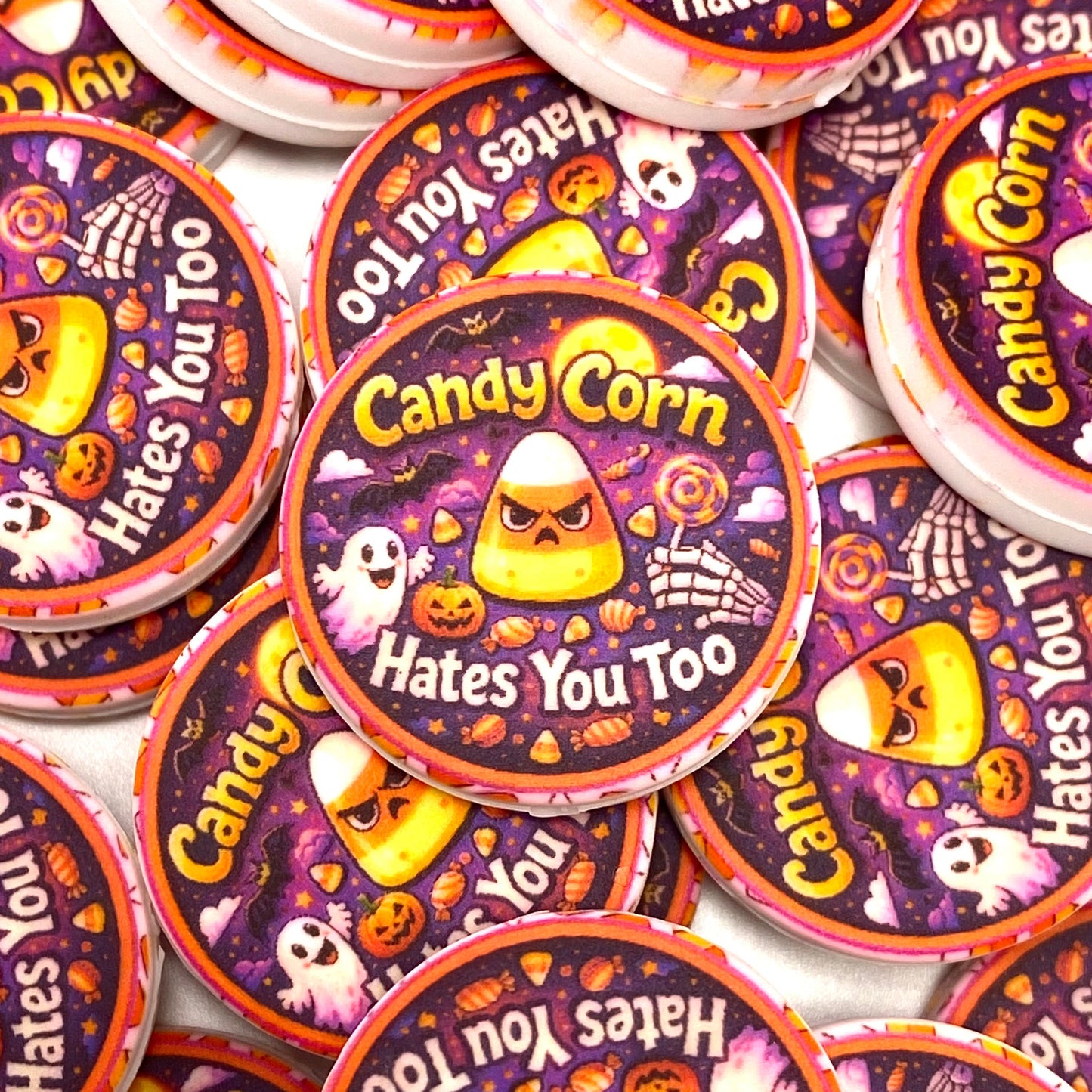 Candy Corn Hates You Too Silicone Printed Focal Beads