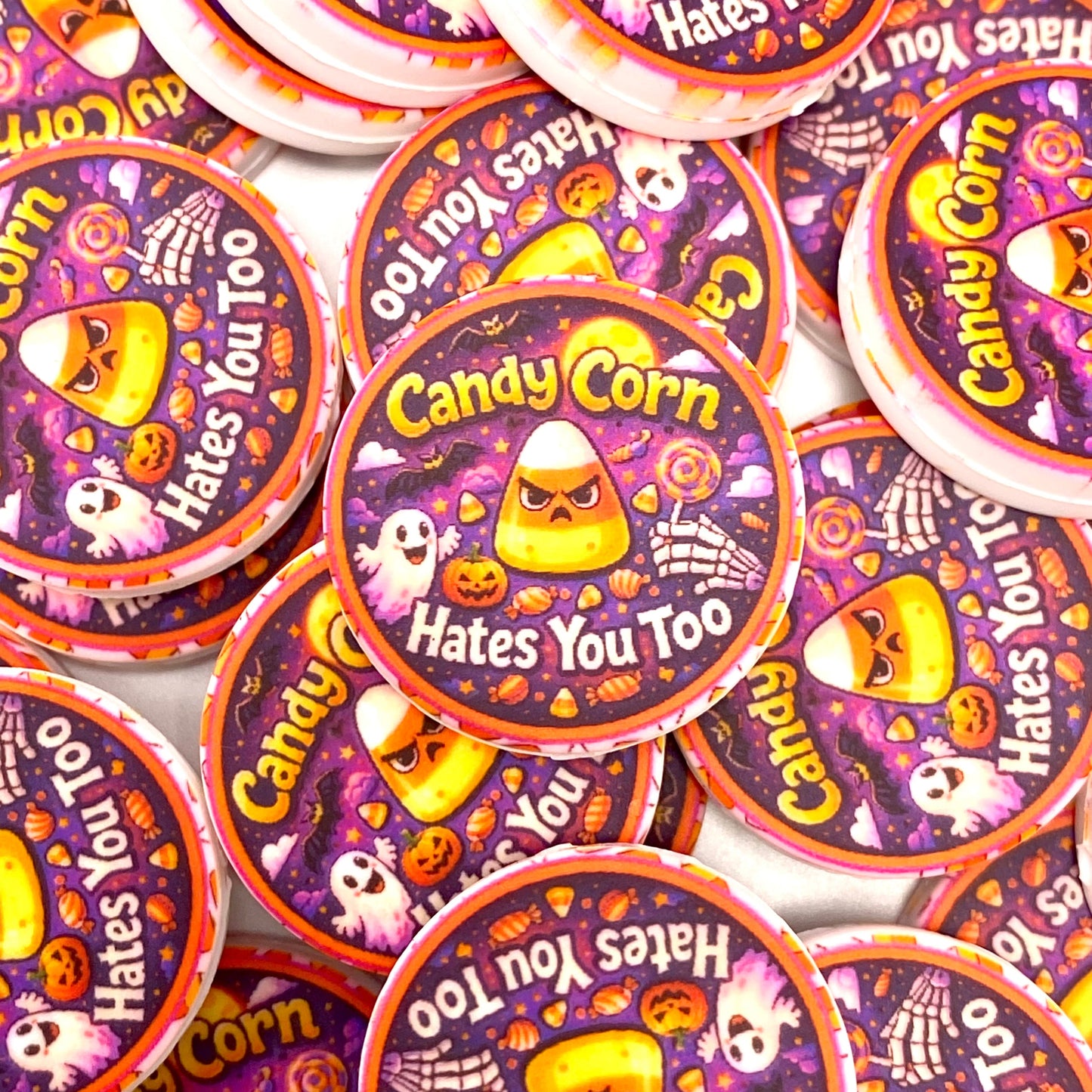 Candy Corn Hates You Too Silicone Printed Focal Beads
