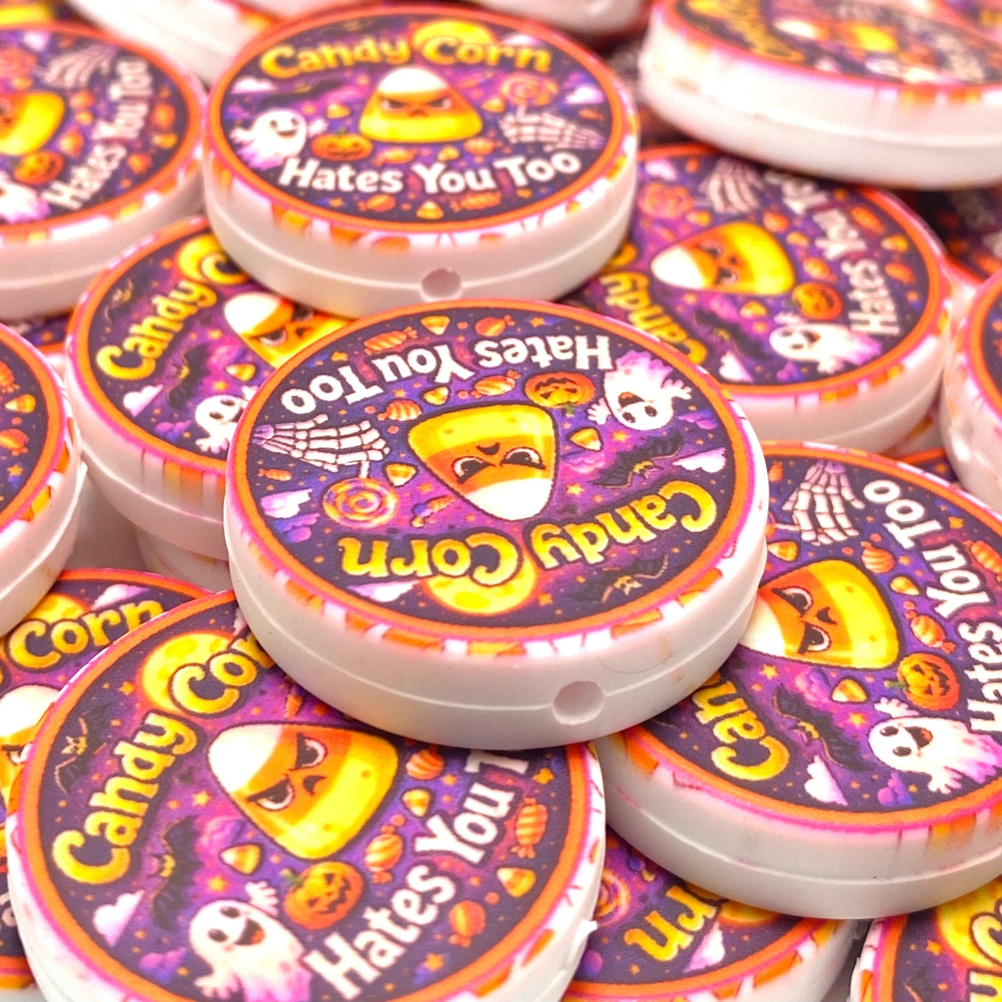 Candy Corn Hates You Too Silicone Printed Focal Beads