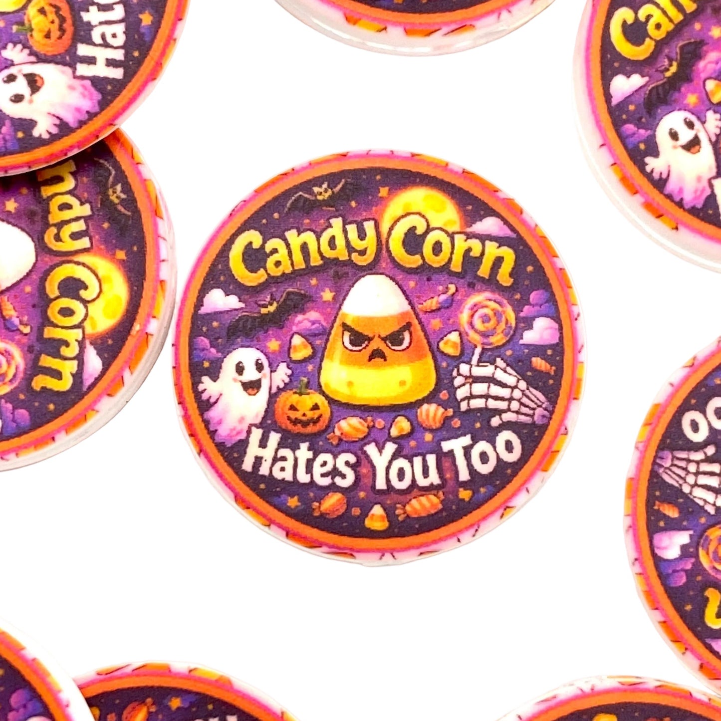 Candy Corn Hates You Too Silicone Printed Focal Beads