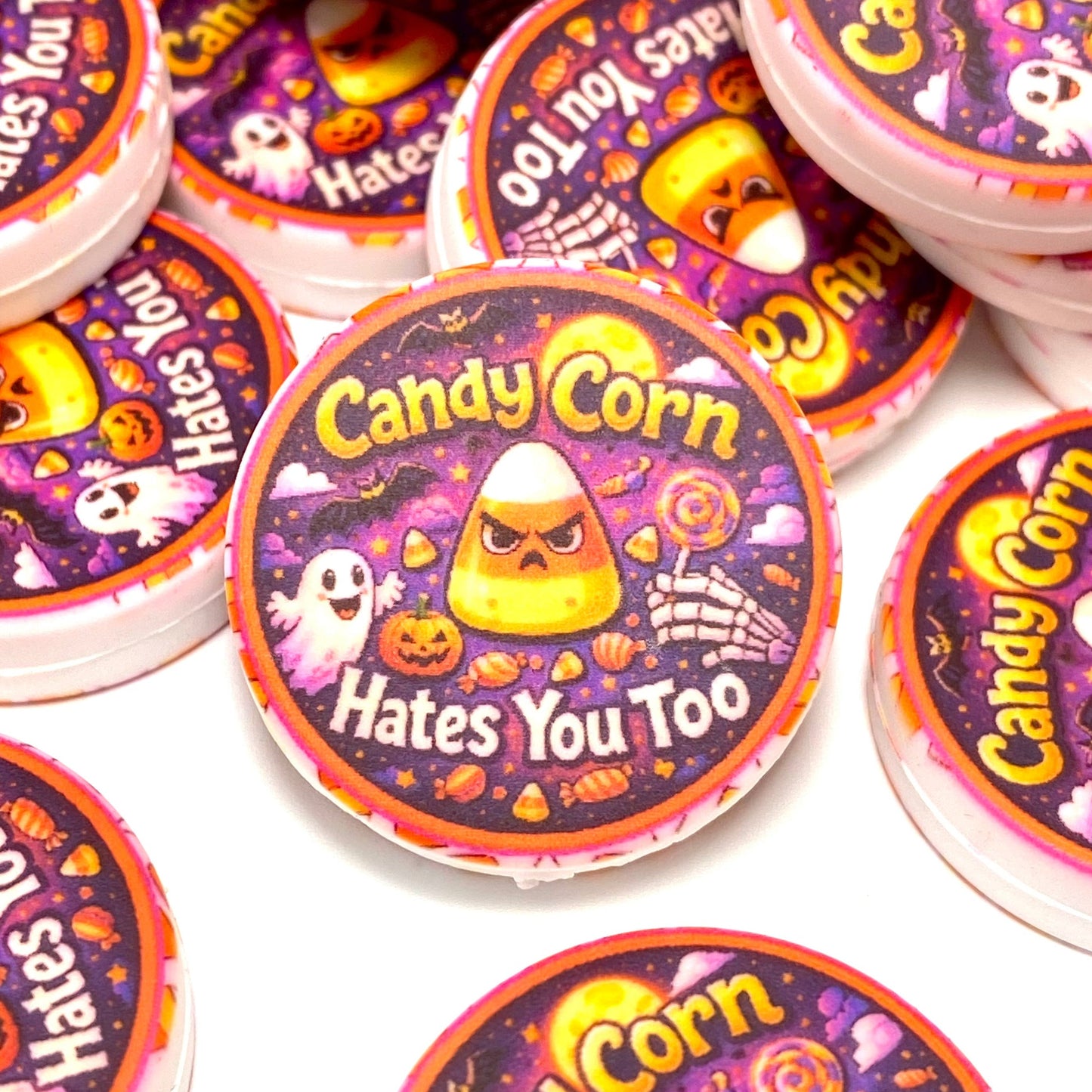Candy Corn Hates You Too Silicone Printed Focal Beads